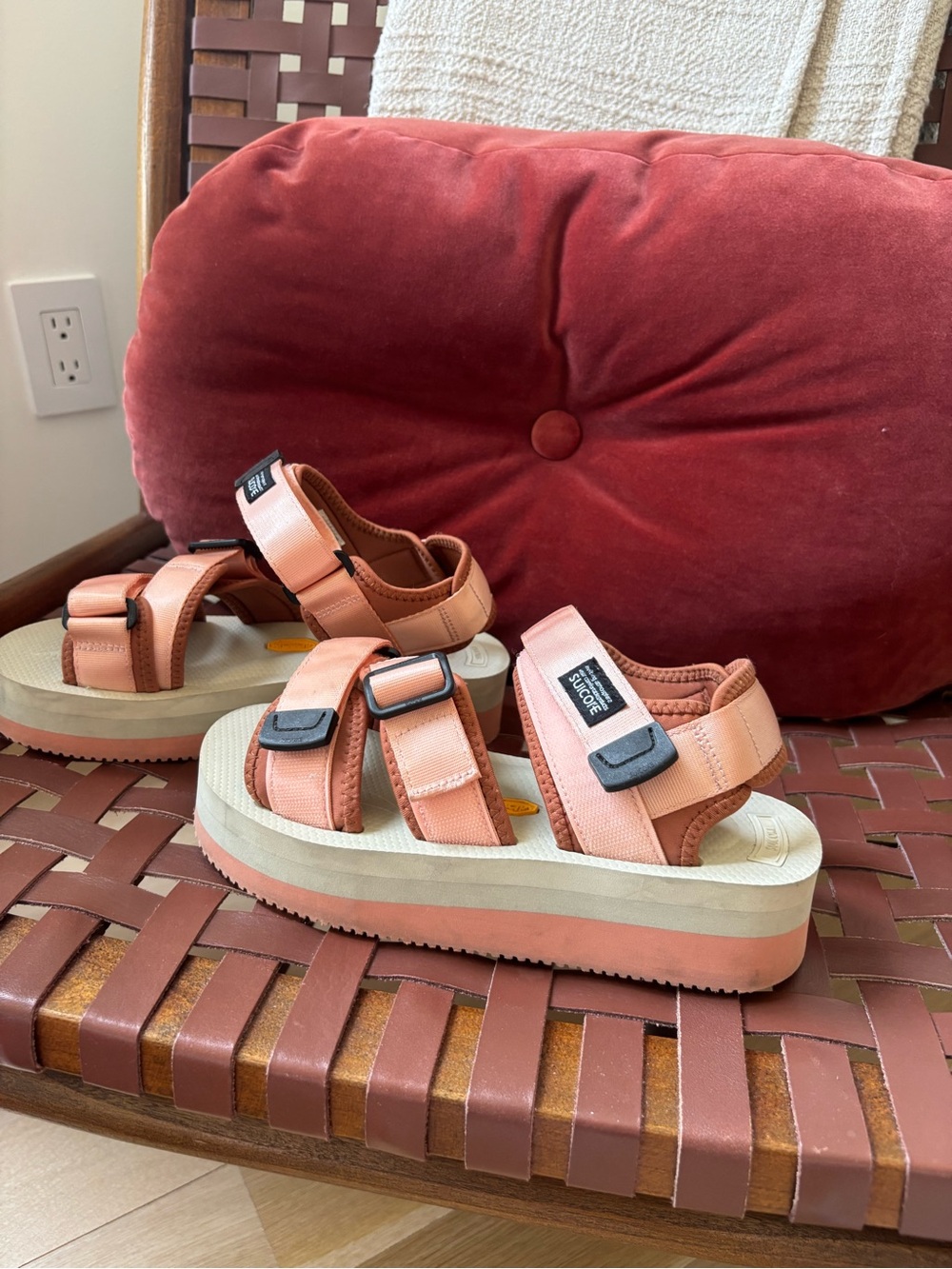 Suicoke Coral-Peach Platform Sport Sandals